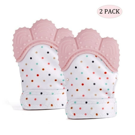 Sports Infant Baby Mobile Shower - Self Soothing Baby Teething Mitten For Infants - Silicone Teether Glove for Pain Relief & Sore Gums While Teething - Great Baby Shower Gift & Toy for Babies - BPA FREE & Food Grade Set of 2