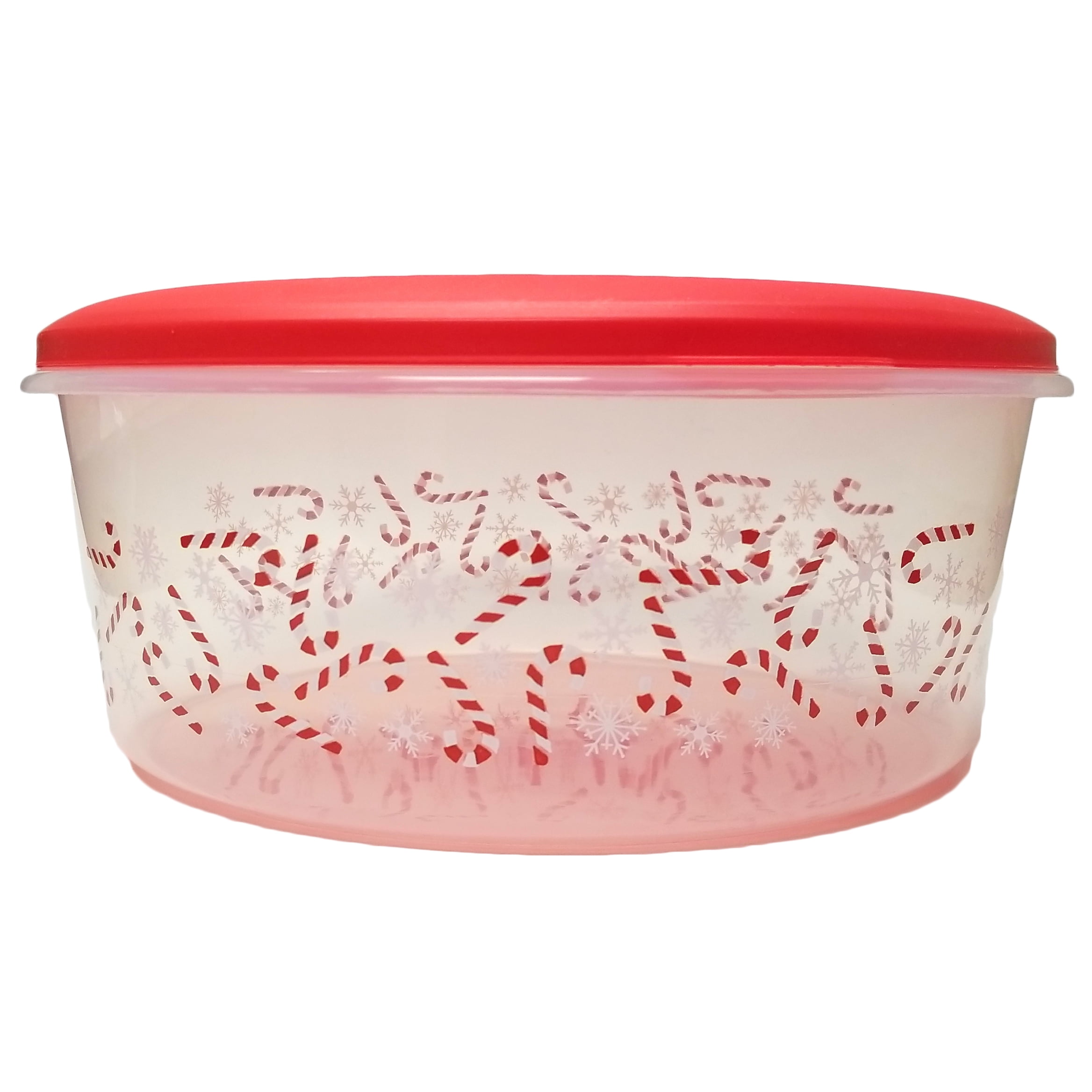 Large Festive Christmas Candy Cane 11" 5qt Storage Container, Red