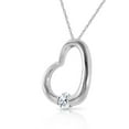 thumbnail image 2 of Galaxy Gold 14K Solid White Gold 16" Open Heart Pendant Necklace with a Genuine Diamond Drop, 14"-24" Sizes, Symbol of Eternal Love, 2 of 3