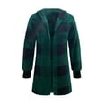 thumbnail image 7 of Ltctricy Women's Fuzzy Fleece Oversized Jackets Long Sleeve Open Front Plaid Hooded Cardigans Plush Warm Outerwear Sweaters(Green,X-Large), 7 of 7