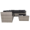 thumbnail image 6 of 6-Piece L-Shaped Patio Furniture with 3 Storage Under Seat, Outdoor Wicker Conversation, All Weather PE Rattan Sectional Sofa Set Wicker Sofa Ideal for Garden, Porch, 6 of 9