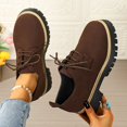 thumbnail image 2 of Fashionable Solid Color Women's Casual Round Toe LaceUp Loafers with Thick MidHeel, 2 of 9