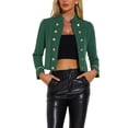 thumbnail image 1 of CHAQUETA VINTAGE STEAMPUNK PARA MUJERES INSPIRE CHIC AÑOS 60, CHAQUETA CASUAL CON BOTONES EN LA PARTE DELANTERA ABIERTA, TAMAÑO L, VERDE OSCURO, 1 of 6