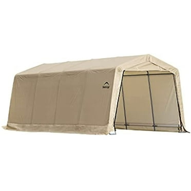 ShelterLogic AutoShelter Instant Garage, 10 x 20 x 8 ft, Sandstone, Peak Style, Carport Car Shelter Storage Solution