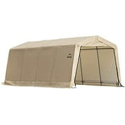 ShelterLogic AutoShelter Instant Garage, 10 x 20 x 8 ft, Sandstone, Peak Style, Carport Car Shelter Storage Solution