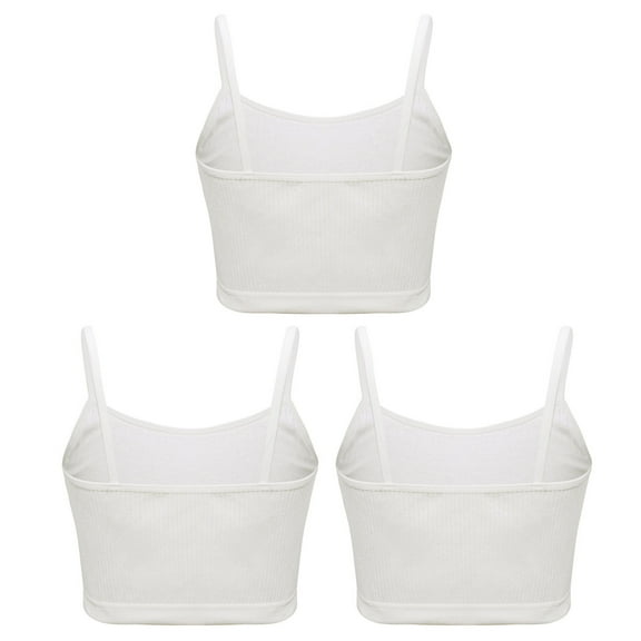 vastwit 3Pcs Cropped Tank Tops for Girls Spaghetti Strap Crop Top Basic Sports Cami Solid Color White M
