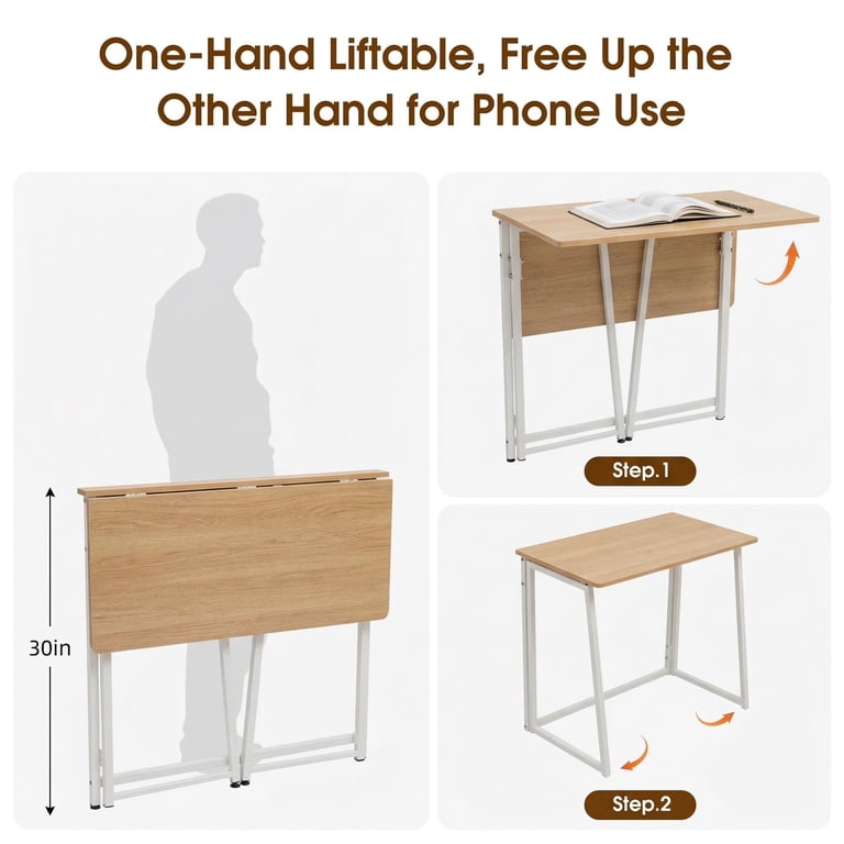 Homy Casa Folding Desk for Home Office, 31.5 Inch Compact Foldable