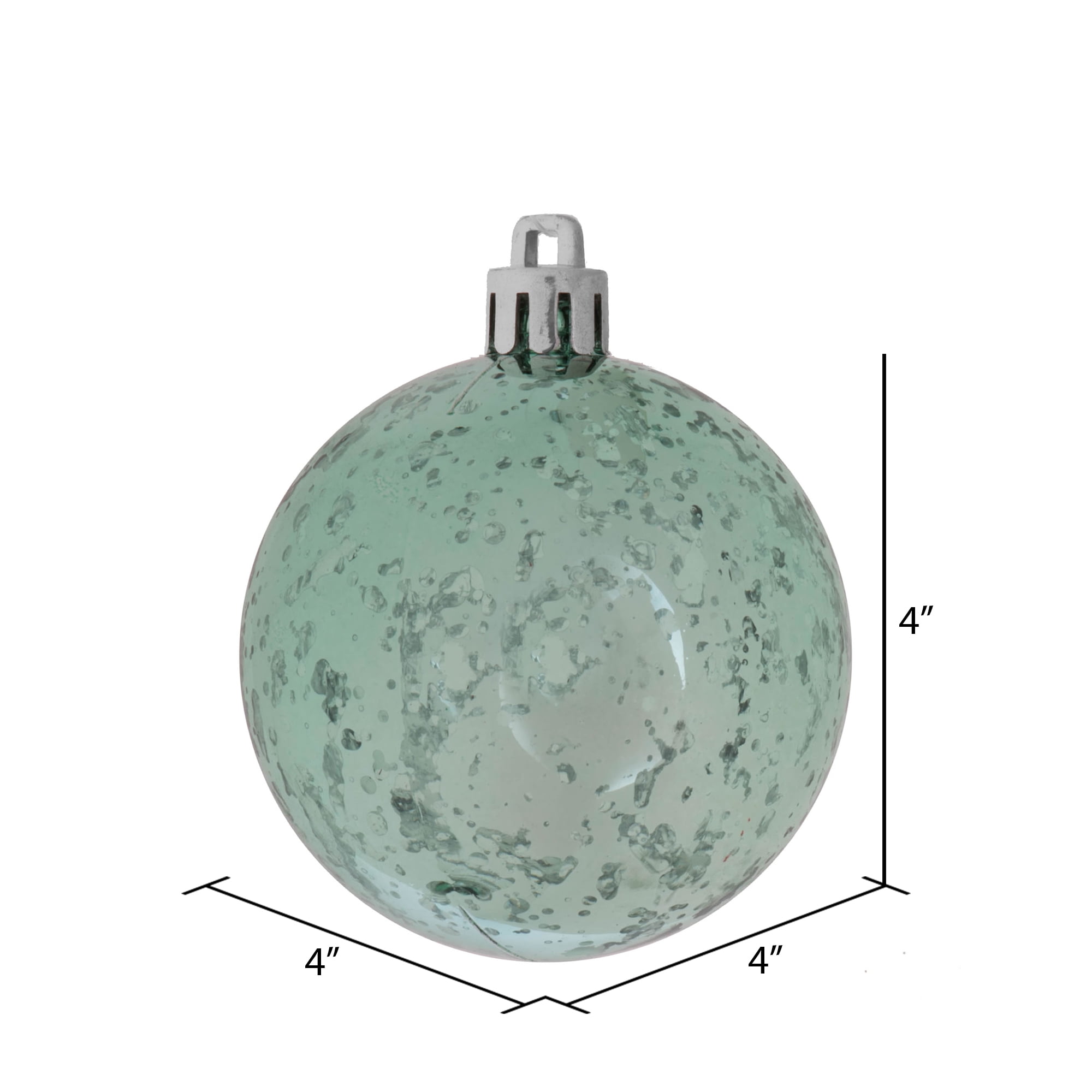 Vickerman 4" Christmas Ornament Ball, Sea Foam Shiny Mercury Finish, Shatterproof Plastic, Holiday Christmas Tree Decoration, 6 Pack