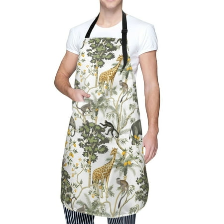 

Kdxio Vintage Animals Palm Tree Apron with Pockets Adjustable Kitchen Aprons for Men Women Waterproof Aprons for Cooking Drawing Crafting Baking Household Cleaning