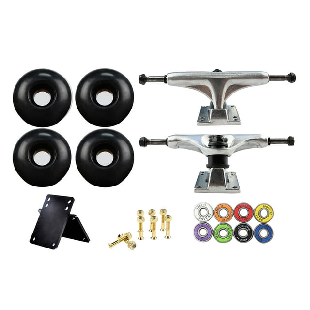 koolsoo Camion de Planche à Roulettes en Alliage 5 Pouces Roulement ABEC-11 Longboard Planche à Roulettes Roues Clés Plaquettes Noir