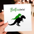 thumbnail image 7 of 3drose, Brothersaur Dinosaur - Green and Black Cute T-rex Brother and Sibling, 6 Greeting Cards with Envelopes, 7 of 7