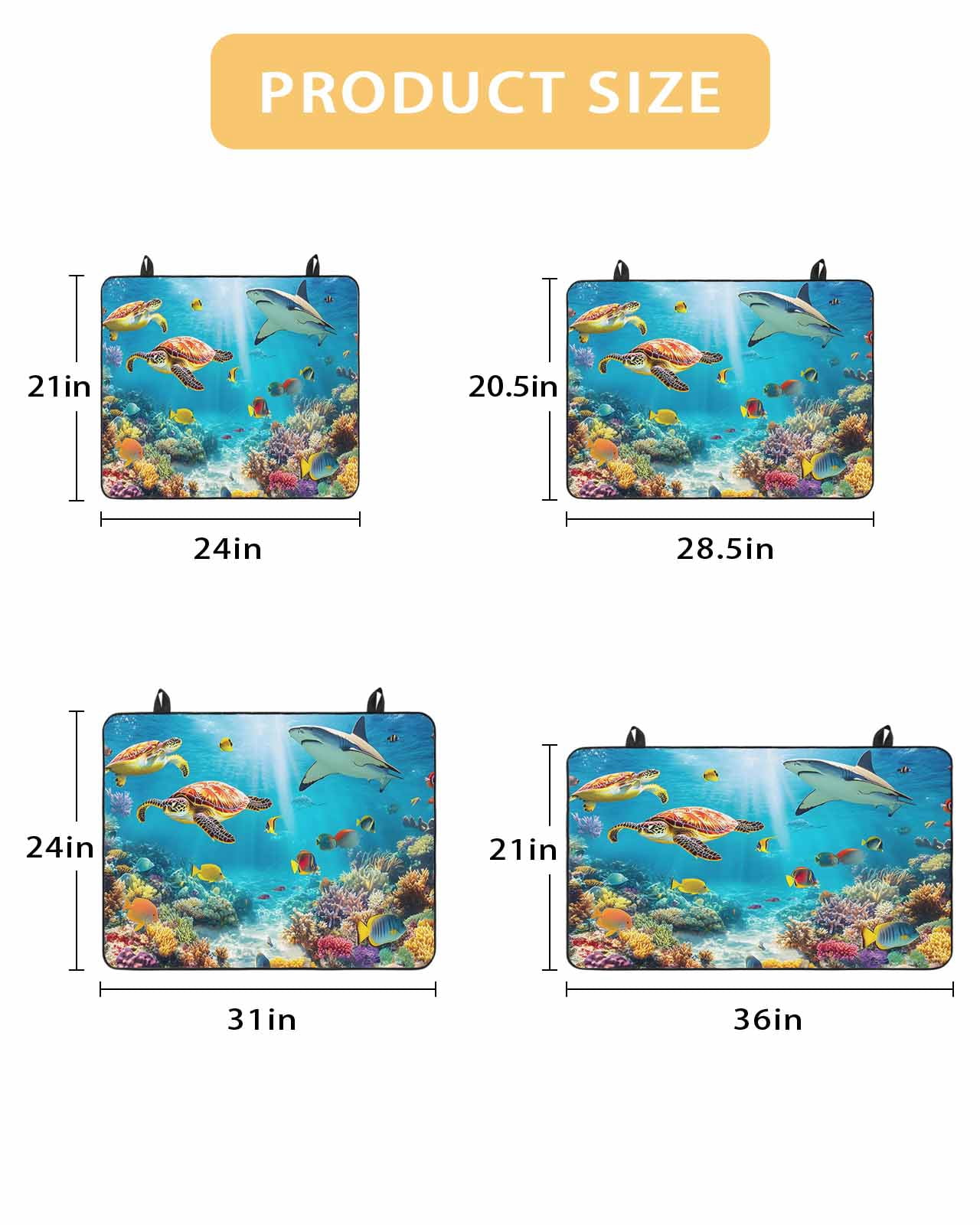 nqOlkjepod Large Induction Cooktop Protector Mat 36"x21", Turtle Stove Top Covers for Electric Stove, Shark Ocean Coral Underwater Scenery Sea Stove Burner Cover Mats, Glass Top Stove Cover