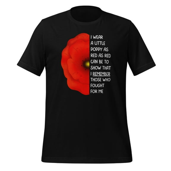 Red Poppy Flower Shirt Unisex Lest We Forget Shirt Veterans Day Shirt USA Memorial Shirt (Black, S)