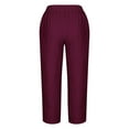thumbnail image 5 of SELONE Casual Pants for Women Plus Size Mid Waist Lounge Pants Cropped Trouser Pants Loose Beach Pants Pull on Solid Soft Straight Leg Lightweight Comfortable Red L Breathable Summer Clothes, 5 of 5