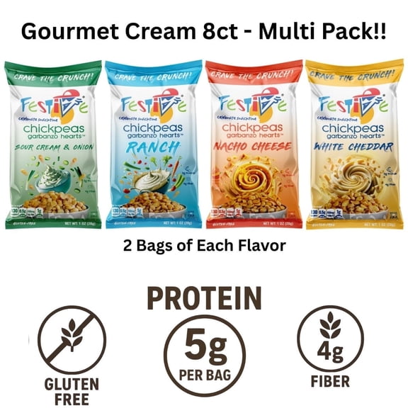 Snack Festive Roasted Chickpeas, 4 Assorted Flavors, Nut Free, Non-GMO, Vegan, Soy-Free, 8 Count