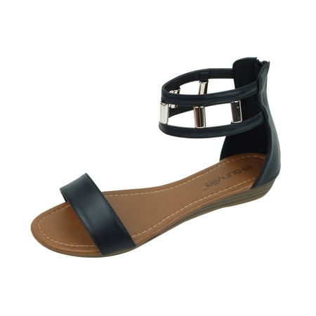 

Starbay Women s Fashion Beaded Ankle Band Zipper Back Flat Sandals