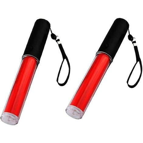 2x Fluorescent Fluorescent Light Sticks Bright Red Color In Durable Plastic For Road Signs