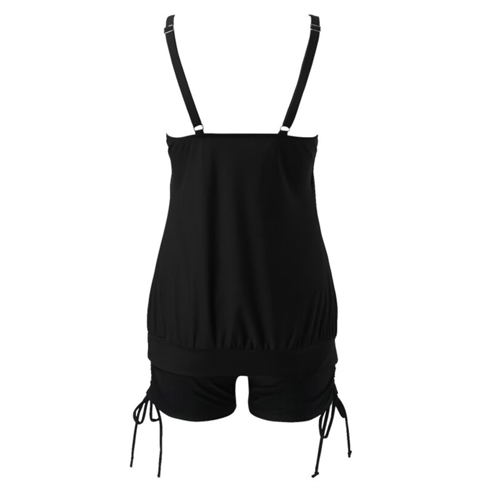 Jsaierl Women's 2 Piece Tankini Swimsuits Blouson Swim Tops Summer Print Swimwear Conservative Vacation Tankini Tops with Swim Shorts Tankini Bathing Suits Plus Size