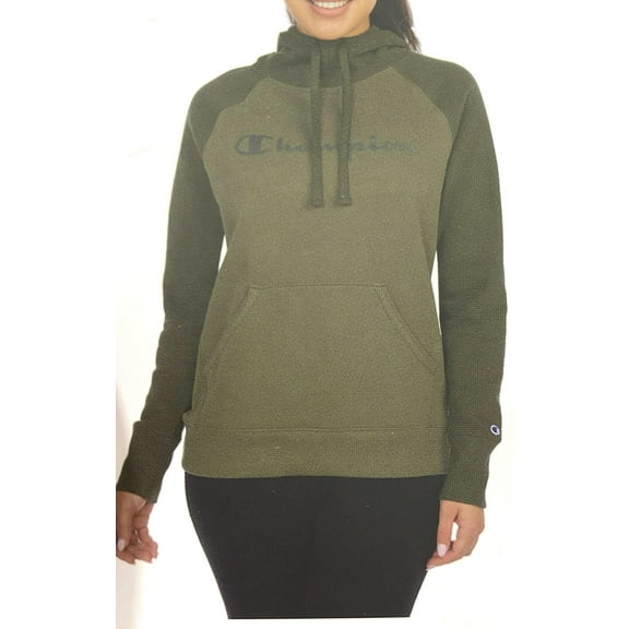 Champion Ladies' Fleece Hooded Pullover, Army Green Small