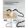 thumbnail image 3 of Juego de 50 Perchas de Terciopelo, Perchas Antideslizantes, Ranuras para Hombros, Barra para Pantalones, Gancho Giratorio 360°, 0.6 cm de Grosor, 43 cm Largo, 3 of 7