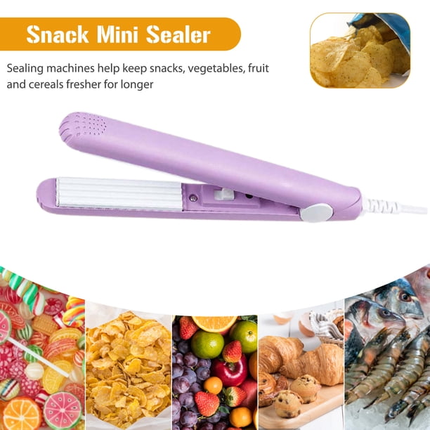 Mini sellador de bolsas, calentador eléctrico de mano, herramientas de sellado de alimentos al vacío (púrpura EE. UU.)