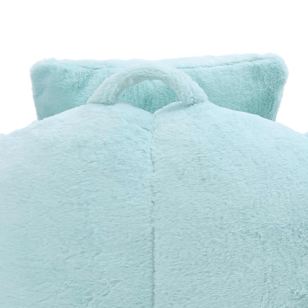 Giant Oversized Bean Bag Chair with Footstool - Faux Fur Shell-Shaped, Pre-Filled for Adults & Kids, Floor Sofa for Gaming, Reading, Living Room & Bedroom