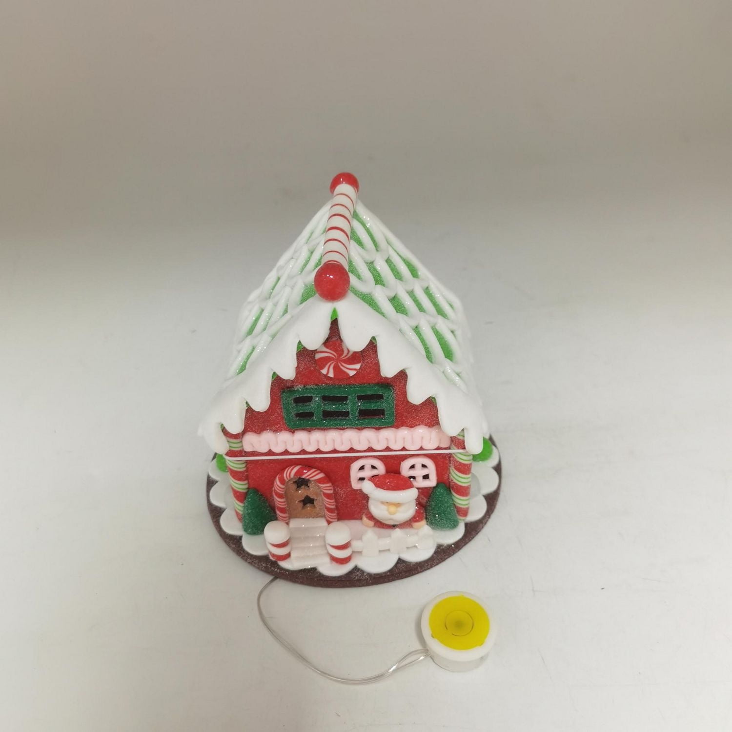 HOLIDAY TIME 5.3INCH LIGHTED GINGERBREAD HOUSE WITH SANTA