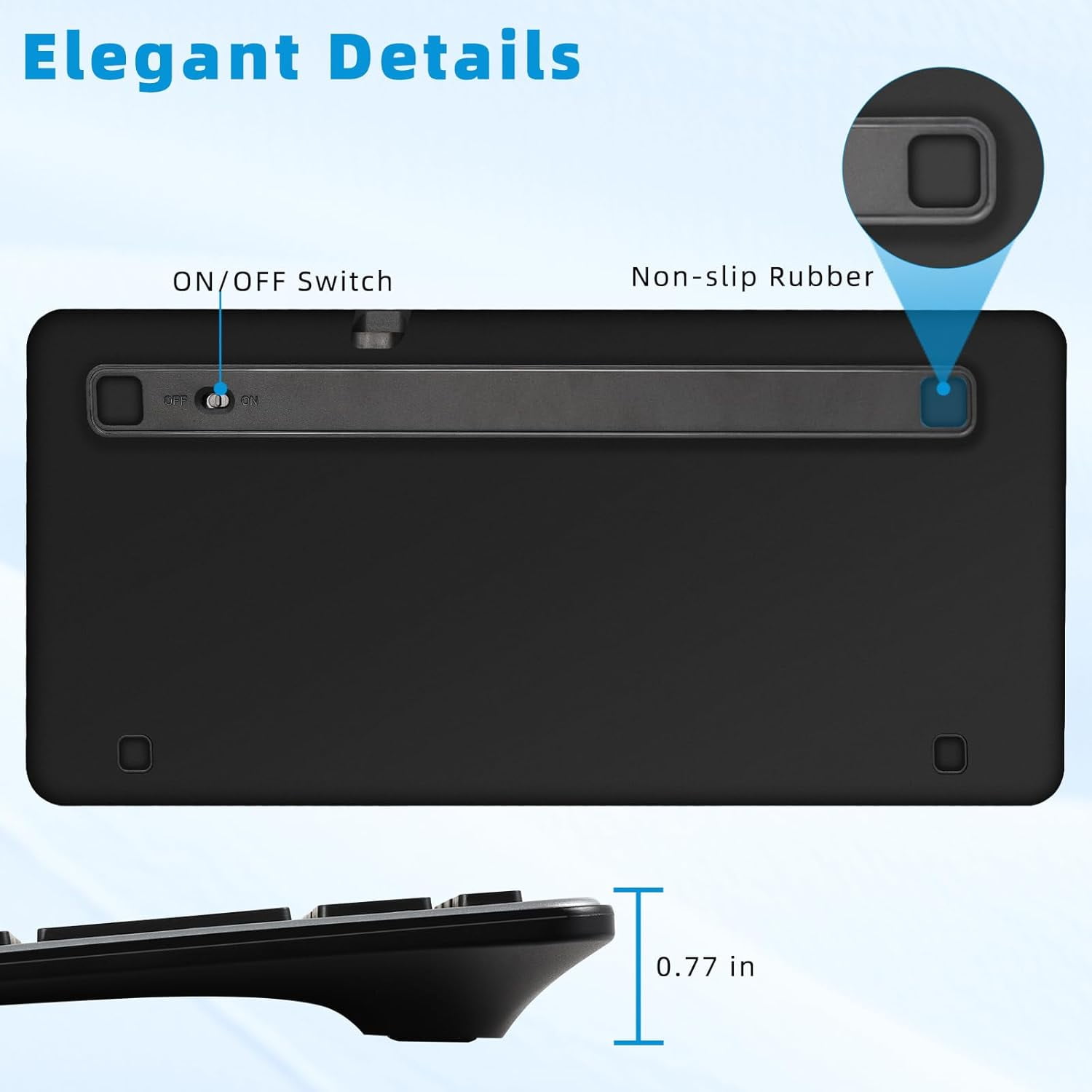 XIHAMA Bluetooth Keyboard, Ultra-Slim Wireless Keyboard for iPad, Rechargeable Ergonomic Computer Keyboard for iOS, Android, Windows PC Tablets Phone