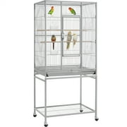 Alden Design 54" Metal Rolling Bird Cage with Detachable Stand, Light Gray