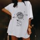 thumbnail image 4 of Top de manga corta suelto con estampado de calavera Retro desgastado y hombros caídos para mujer Pompotops hfajkhk125804, 4 of 6