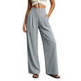 thumbnail image 6 of Karymi Pants for Women High Waist Pleated Front Wide Leg Dress Pants, Solid Decorative Button Placket Loose Flowy Draped Long Trousers with Side Pockets Jeans for Women, 6 of 6