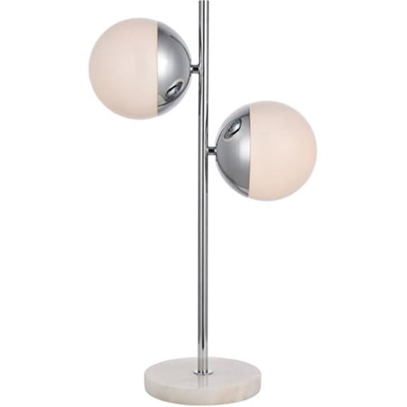 Eclipse 2 Light Table Lamp with Frosted White Glass, Chrome
