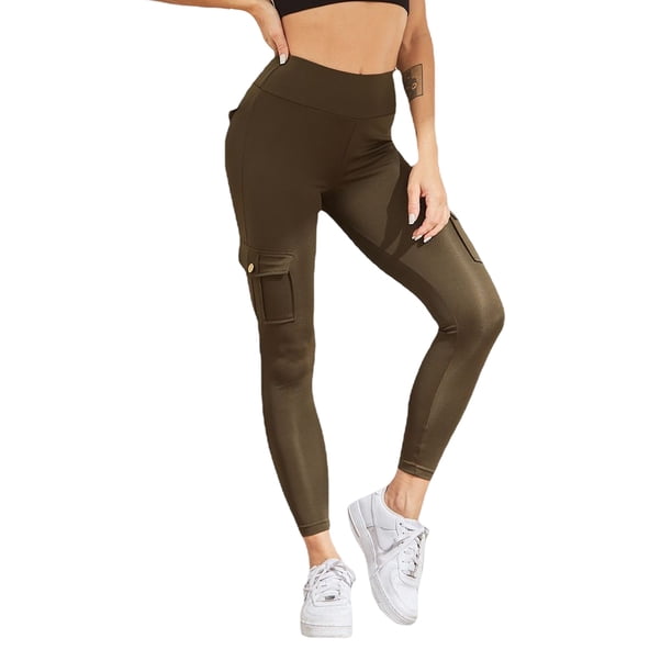 Pantalones cortos de Yoga Qarigey ajustados de cintura alta mallas deportivas Verde SG