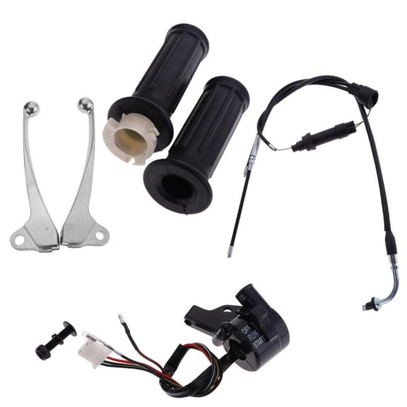 Black Motorcycle Start Kill Switch Brake Levers Cables Fit PW50 Metal