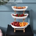 thumbnail image 2 of Tier Fruit Basket, 3 Tier Ceramic Fruit Rack With Natural Bamboo Stand For Fruits, Cakes, Candy 35*15Cm (White), 2 of 5