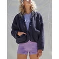 thumbnail image 3 of PUWEI Women's Sherpa Fleece Cropped Jacket Fuzzy Warm Coat Button Down Outwear with Pockets, 3 of 7