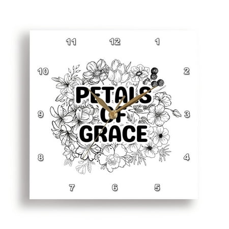 3dRose, Petals of Grace surrounded by Flowers, 15x15 Wall Clock
