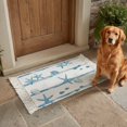 thumbnail image 6 of Area Rug with Tassels 2' x 3', Summer Ocean Starfish Shell Fish Kitchen Runner Rug for Hallway Bedroom Throw Rugs, Watercolor Blue Stripes Soft Door Mat for Bathroom Entrance Living Room, 6 of 9