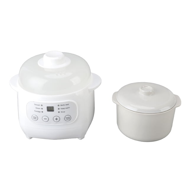 Mini Ceramic Stew Cooker, Even Heating Transparent Lid Electric Stew Cooker Overheat Protection for Household