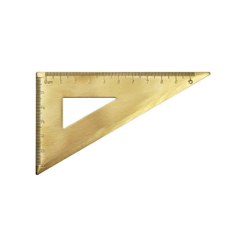 Golden Brass Ruler Stationery Set Isosceles Triangle Protractor for Precision