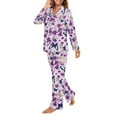 thumbnail image 2 of SCRAWLGOD Butterfly Flower Pajamas for Women Long Sleeve Tops and Pants Set of 2 Size L V Neck Womens Pajama Long Sleeve Comfy Front Open Pjs for Women, 2 of 7