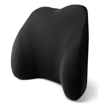 Tektrum Back Support Orthopedic Lumbar Pillow for Car Seat, Home/Office Chair, Sofa, Travel, Backrest - 3D Design Fit Body Curve, Washable Cover - Best for Lower Back Pain Relief - Black