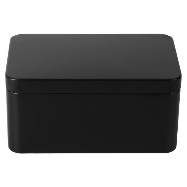 Mini contenedor portátil de hojalata rectangular para guardar hojas de té y dulces, ideal para el hogar, 13 x 8 x 6 cm (negro)