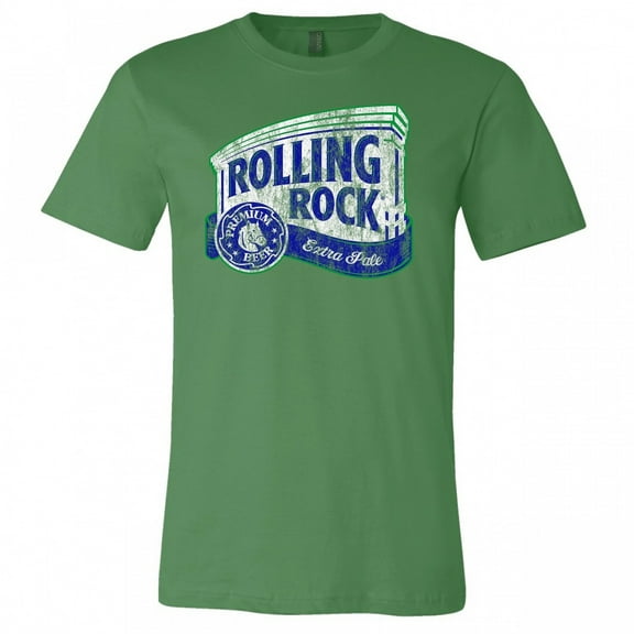Rolling Rock 810466-medium Mens Beer Classic Logo Distressed T-Shirt, Green - Medium