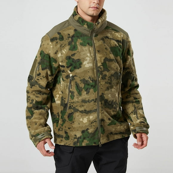LOVZFMLL Jackets for Men's Winter Camouflage With Zippered Pockets And Long Sleeved Hooded Casual Jacket
