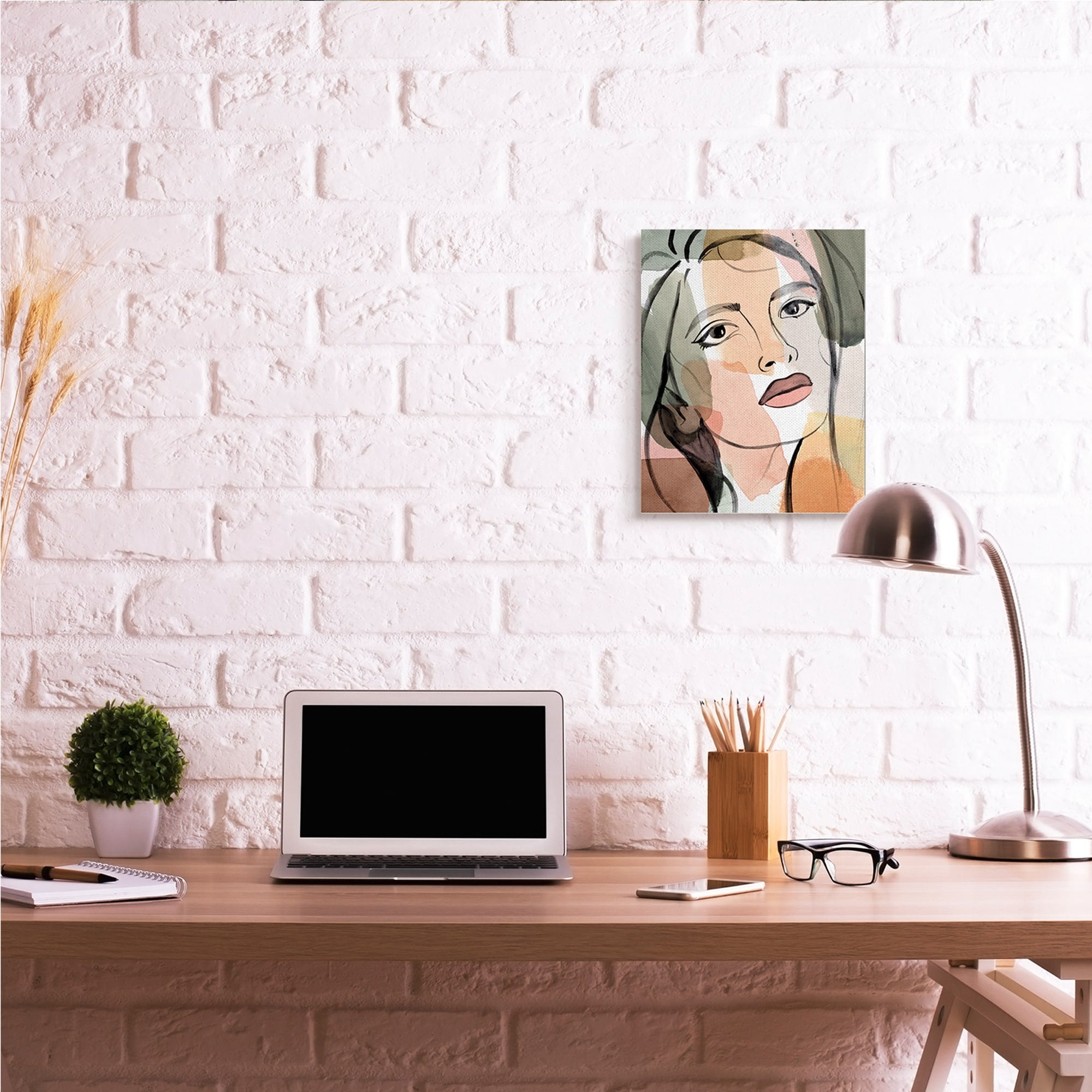 Stupell Industries Female Portrait Bold Lips Abstract Paint Strokes,30 x 40,Designed by Annie Warren
