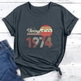 thumbnail image 4 of Prolriy Summer Tops for Women 2024 Vintage 1974 T Shirt Women's 50Th Birthday Gifts 50 Years T Shirt Women Round Neck Short Sleeve Retro Graphic Print Tee Shirts Womens Tops Navy XL, 4 of 5