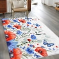 thumbnail image 3 of Red Blue Flowers Kitchen Runner Rug 2.7x5 Washable Runners for Hallway Non Slip Spring Floral Elegant Pastoral Watercolor Large Area Rug Indoor Floor Carpet for Bathroom Laundry Entryway Bedroom, 3 of 8