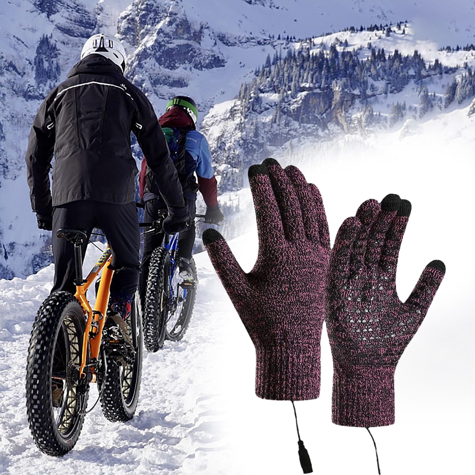 Heated Touchscreen Winter Gloves USB Rechargeable for Cold Weather,Thermal Warm Gloves for Men Women with Upgraded Heating,for Outdoor Skiing&Winter Activities,Soft Knit Lining Gloves