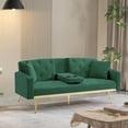 thumbnail image 2 of Leumius Convertible Futon Sofa with Cup Holders, Modern Velvet Folding Sleeper Sofa Couch, Green, 2 of 6